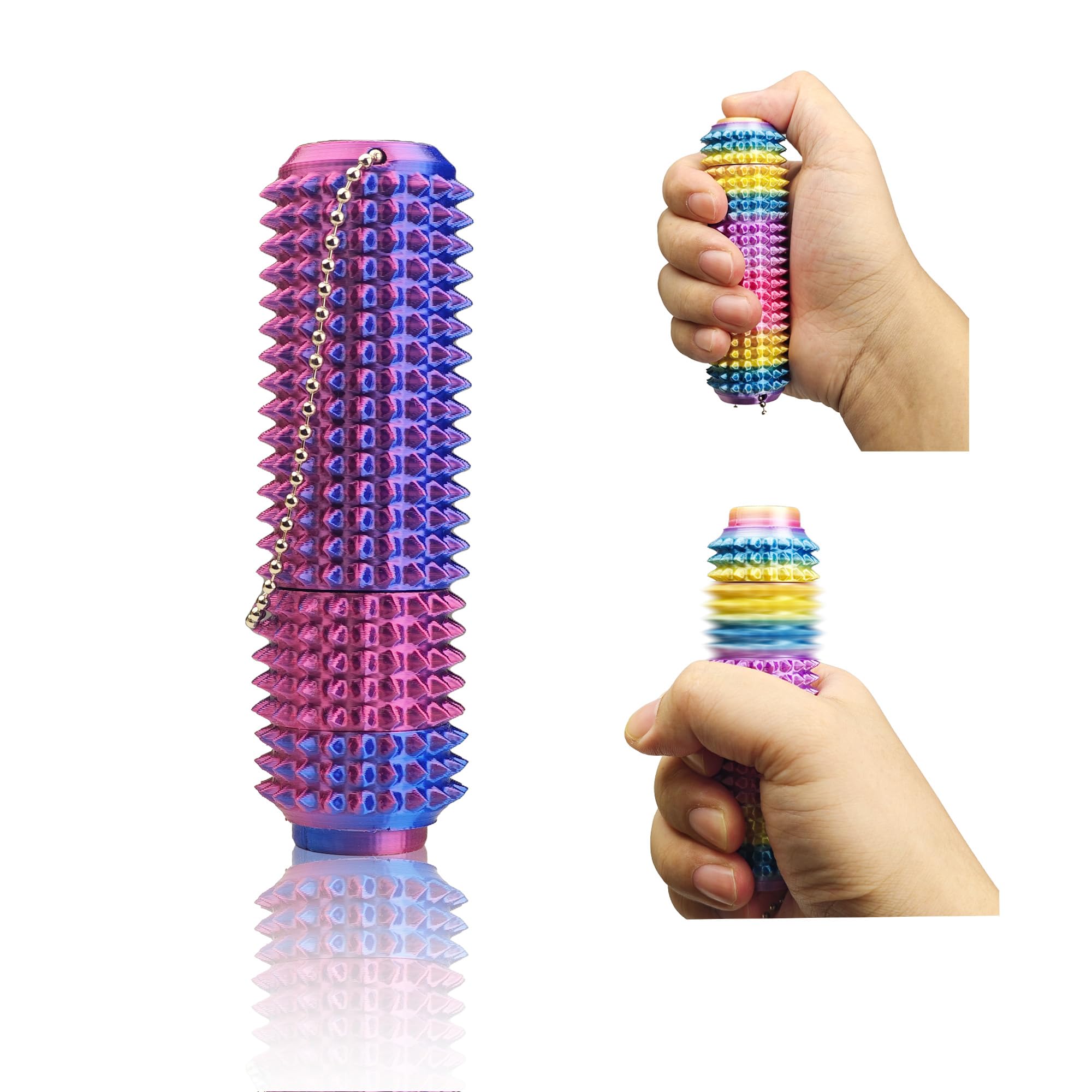 Photo 1 of Button Click, Spinners, Pain Stim Fidget Toy, 3-in-1 Design of Little Ouchies Fidget, Mini Fidget Toy for Adults, Spiky Grippie Stim Keychain for Anxiety Relief