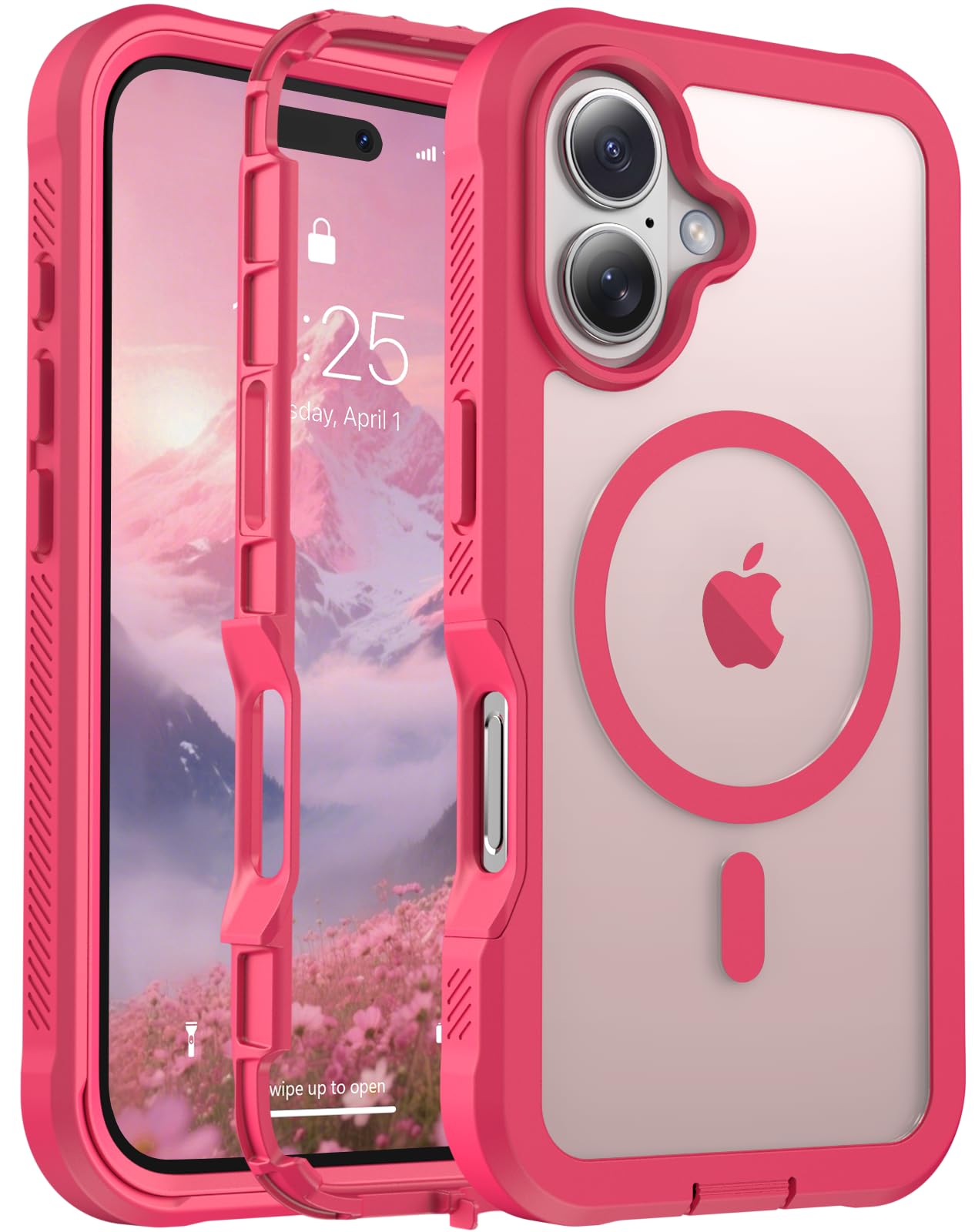 Photo 1 of jaroco Magnetic for iPhone 16 Case, [Compatible with MagSafe][Military Grade Drop Protection][Heavy Duty Protection][Non-Slip][Shockproof] 2-Layer Durable Bumper Phone Case 6.1''-Rose