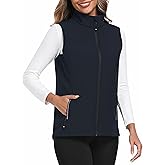 MoFiz Women's Fleece Lined Softshell Vest Windproof Lightweight Insulated Sleeveless Jacket Full Zip Running Vest