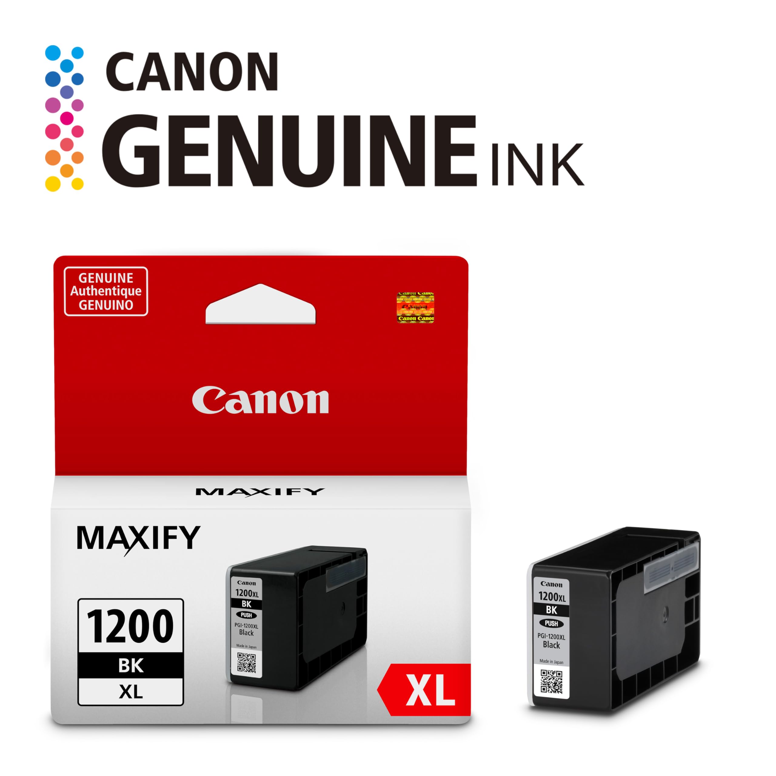 Canon PGI-1200XL Genuine Pigment Black Ink Tank, Compatible with MB2120, MB2720, B2020, MB2320 (Optional) Printers