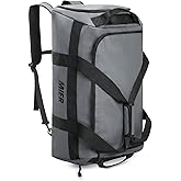 MIER Gym Bag for Men Large Duffel Backpack with Shoe Compartment, 60L Convertible Duffle Bags Weekender Overnight Bag for Gym Sports Travel, Gray