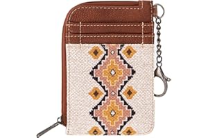 Montana West Wrangler Card Wallet for Women Boho Aztec Credit Card Holder with Zipper Pocket