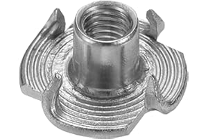 HARFINGTON M5x8mm T-Nuts 4 Pronged Tee Nut 304 Stainless Steel Threaded Inserts for for Wood, Rock Climbing Holds, Cabinetry,