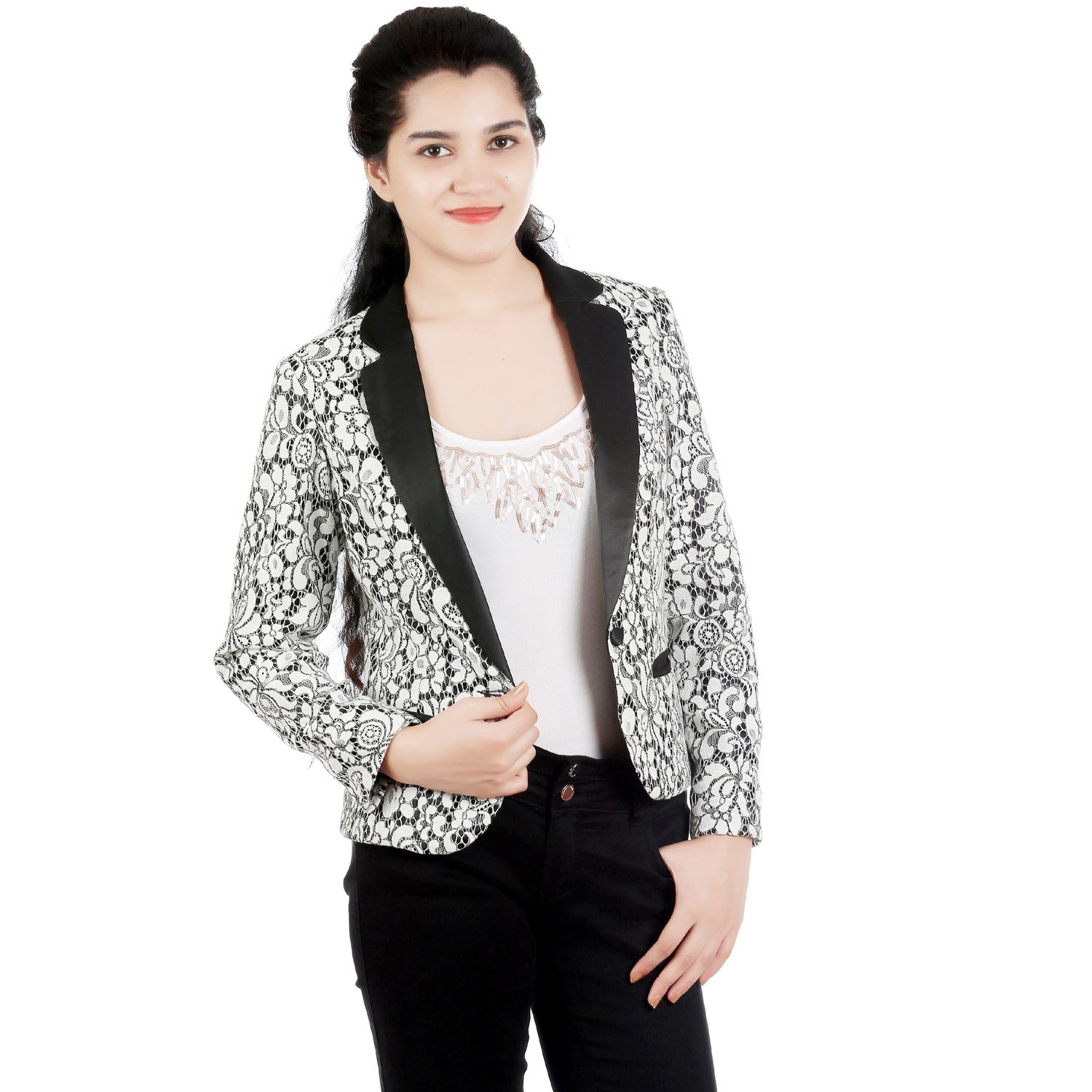 vr designers blended posh lace blazer