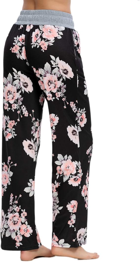 MINTLIMIT Damen Schlafanzughose Pyjamahose Nachtw/&auml;sche Streifen Breites Bein Hose Lang mit Taschen