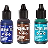 Ranger TAK-B-40866 Adirondack Brights Alcohol Ink, 0.5-Ounce, Mariner-Indigo/Mermaid/Teakwood