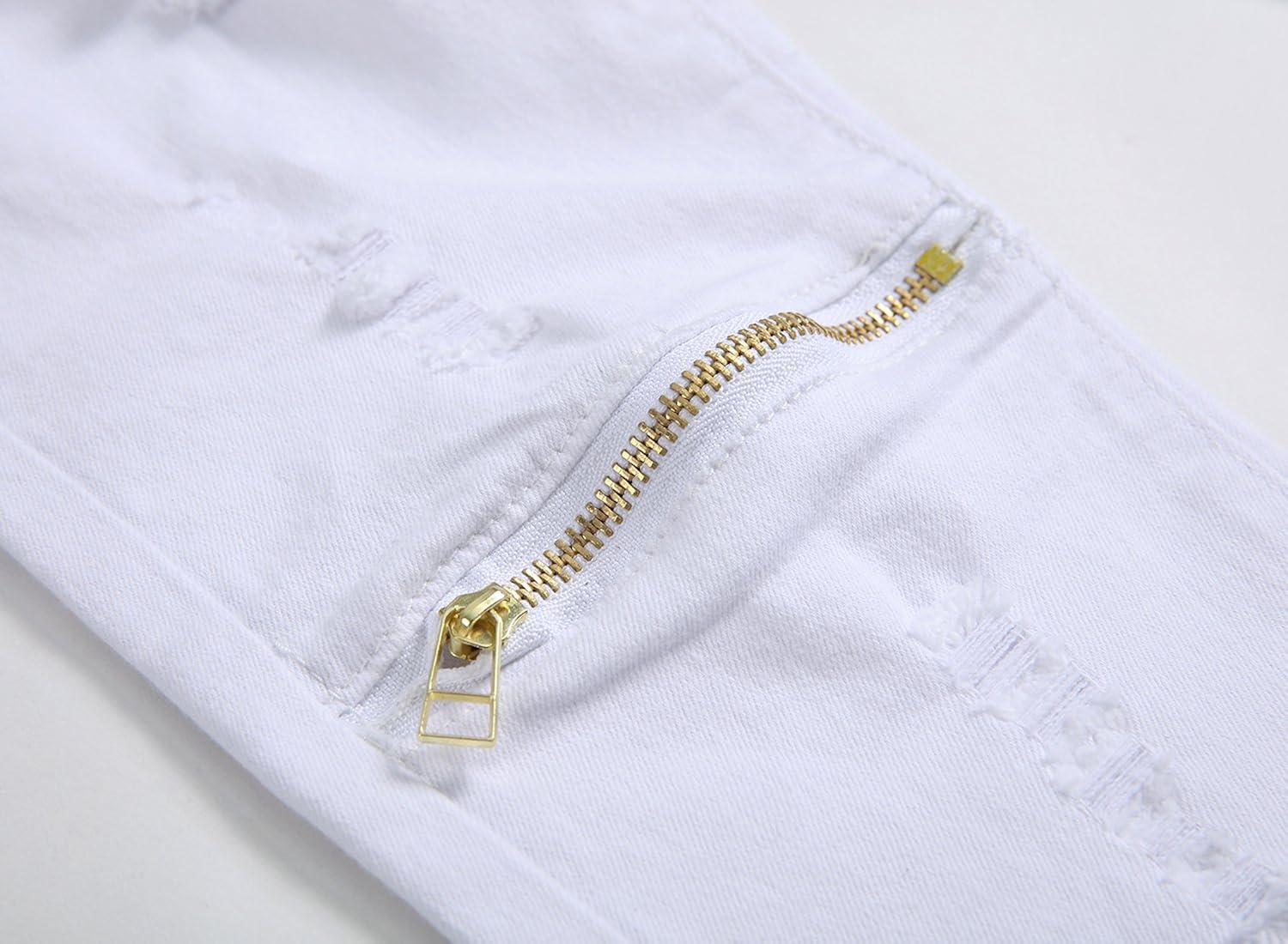 FREDD MARSHALL Boy's Slim Fit Skinny Ripped Distressed Zipper Jeans Pants with Holes: Clothing