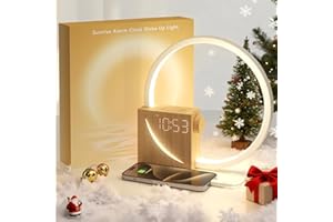 Vivilumens Sunrise Alarm Clock Sound Machine Nightlight, Gradual Wake Up Light, Digital Dimmable Clock, 10 White Noise Sleep Sounds, Snooze, Dual Clocks for Heavy Sleeper Adult, Decor Gifts for Women