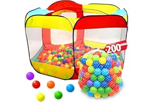 KIDDEY Kids Ball Pit Pop Up Large Tent for Toddlers - Indoor & Outdoor Gift Toys for Infants Girls & Boys, Baby Playpen with Zippered Storage Bag, 200 BallPit Balls Included