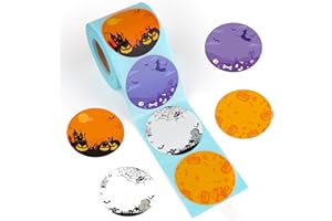 AUGTHEEP Halloween 2 Inch Round Thermal Labels - 360 Pcs Self-Adhesive Circle Direct Thermal Label Stickers for Halloween Gifts Crafts Home Décor
