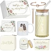 Maid of Honor Proposal Gifts, Wedding Day Maid of Honor Gift Box, Gift for the Maids of Honor, Will you be my Maids of Honor with 8-piece 16oz glass candle set