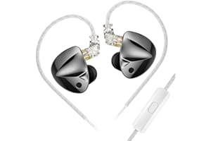 H HIFIHEAR KZ D-Fi in Ear Monitor Headphone Dual Magnetic Circuit Dual Cavity Dynamic Coil Unit Wired Earbud HiFi IEM Stereo Noise Isolating Earphone for Musicians Singers Audiophiles(Black,No Tuning Switch)