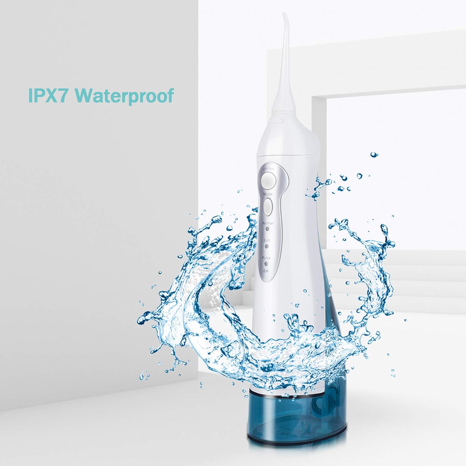 Initio Water Flosser 3 Modes, 300ML Cordless Dental Oral Irrigator, 3 Modes and 6 Jet Tips, IPX7 Waterproof with Travel Bag, Rechargeable Waterproof Teeth Cleaner for Home and Travel: Beauty