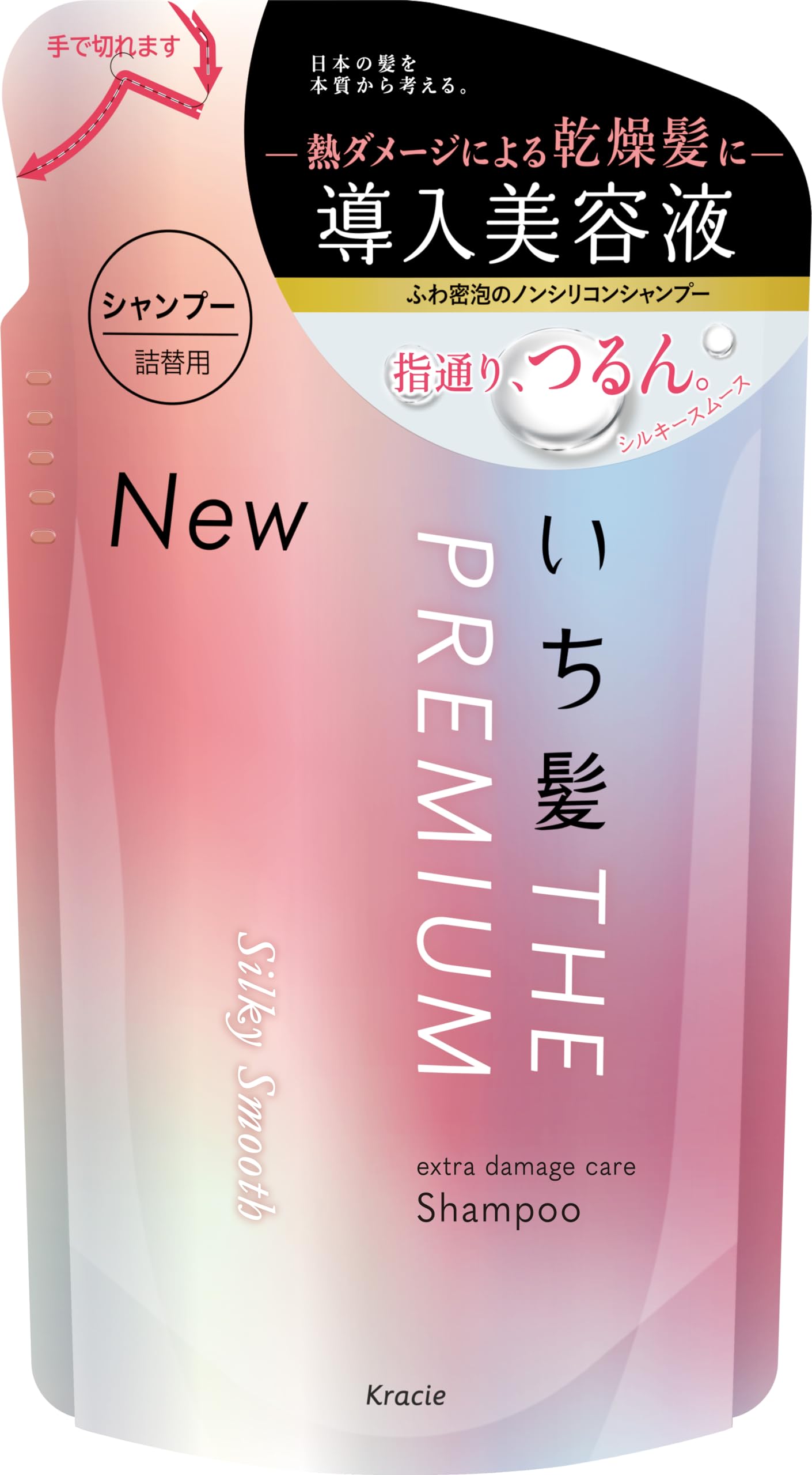 いち髪 THE PREMIUM エクストラダメージケアシャンプー(シルキースムース) ヘアケア ノンシリコン 補修 詰め替え用 340ml 340ミリリットル (x 1)商品画像