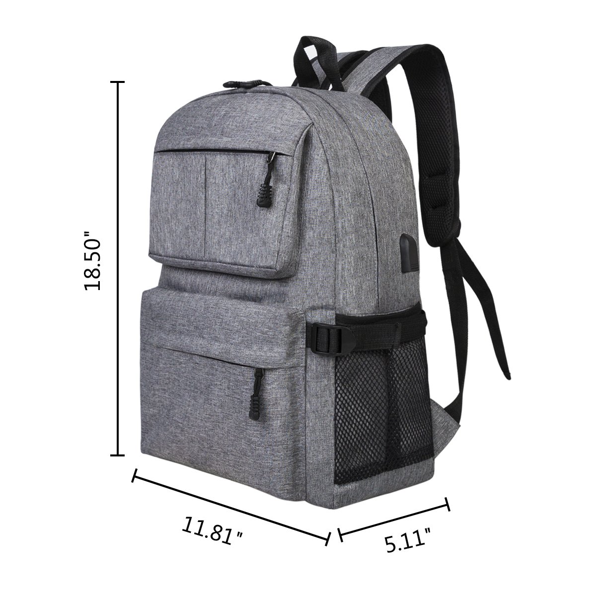 Casual Laptop Backpack School Bag Daypack Bookbag with USB Charging Port Fits 15 Inch Laptop Notebook for College Students Travel Backpack Women & Men (Gray)