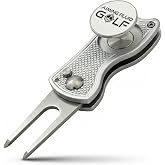 Golf Divot Repair Tool &mdash; 5-in-1 Golfing Ball Marker, Pitch Mark Repair, Putting Alignment, Club Tee, and Groove Cleaner, Accessory Metal Switchblade Design - Ideal Gift for Golfers