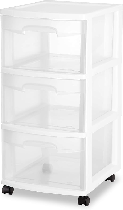 Amazon Com Sterilite 28308002 3 Drawer Cart White Frame With