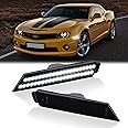 DERMOKA LED Side Marker Lights Front Bumper Sidemarker White Reflectors for 2010-2015 Chevy Camaro 2PCS, Smoked Len