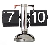 KENJIEY Flip Clock,Retro Flip Down Clock Mechanical Digital Flip Desk Clocks Internal Gear Operated Flipping Down Clocks Batt