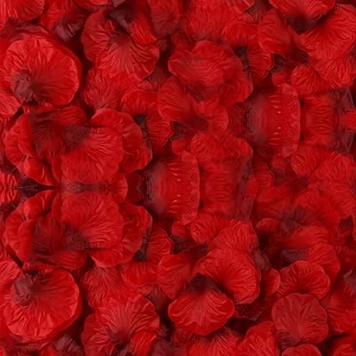 BESKIT 3000 Pieces Dark Red Silk Rose Petals Artificial Flower Petals for Valentine Day Wedding Flower Decoration