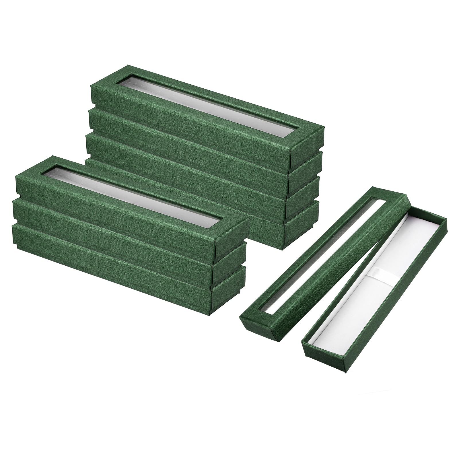 PATIKIL Pen Gift Box, 8 Pack Empty Pen Case Cardboard Case with Clear Window Pen Presentation Display Box for Pencil Ballpoint Jewelry Business Office, Green