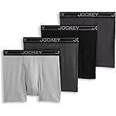 Jockey Men's Underwear Lightweight Cotton Blend 5" Boxer Brief - 4 Pack