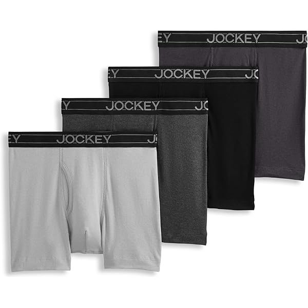 Jockey Men's Underwear ActiveBlend Boxer Brief - 4 Pack, Pewter