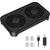 GSCOLER X4 Quiet USB Cooling Fan, High Speed Dual 140mm USB PC Fan with One-Touch Switch, Stackable Design for Router, Laptop, Receiver, Amplifier, DVR, PlayStation, Xbox, Computer Cabinet Cooling