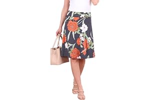 Popana Womens Casual Knee Length A-Line Stretch Midi Skirt Plus Size