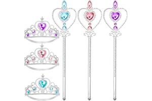 Cocojeci Tiara for Little Girls Princess Crown, Princess Dress Up Tiara and Wand Birthday Crown for Girls 3-6 Kids Toy Gift