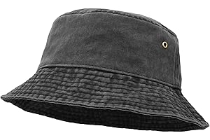 ULTRAKEY Bucket Hat, Wide Brim Washed Denim Cotton Outdoor Sun Hat Flat Top Cap for Fishing Hiking Beach Sports