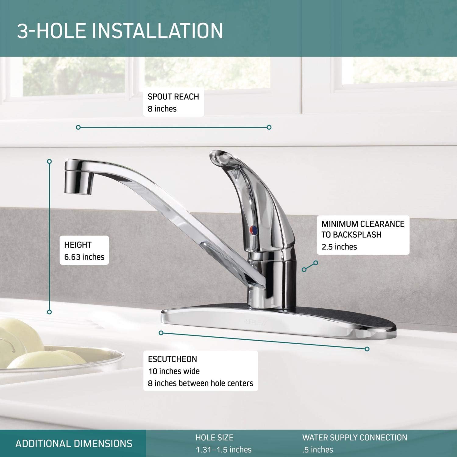 Peerless Single-Handle Kitchen Sink Faucet, Chrome P110LF - Touch On Kitchen Sink Faucets - 