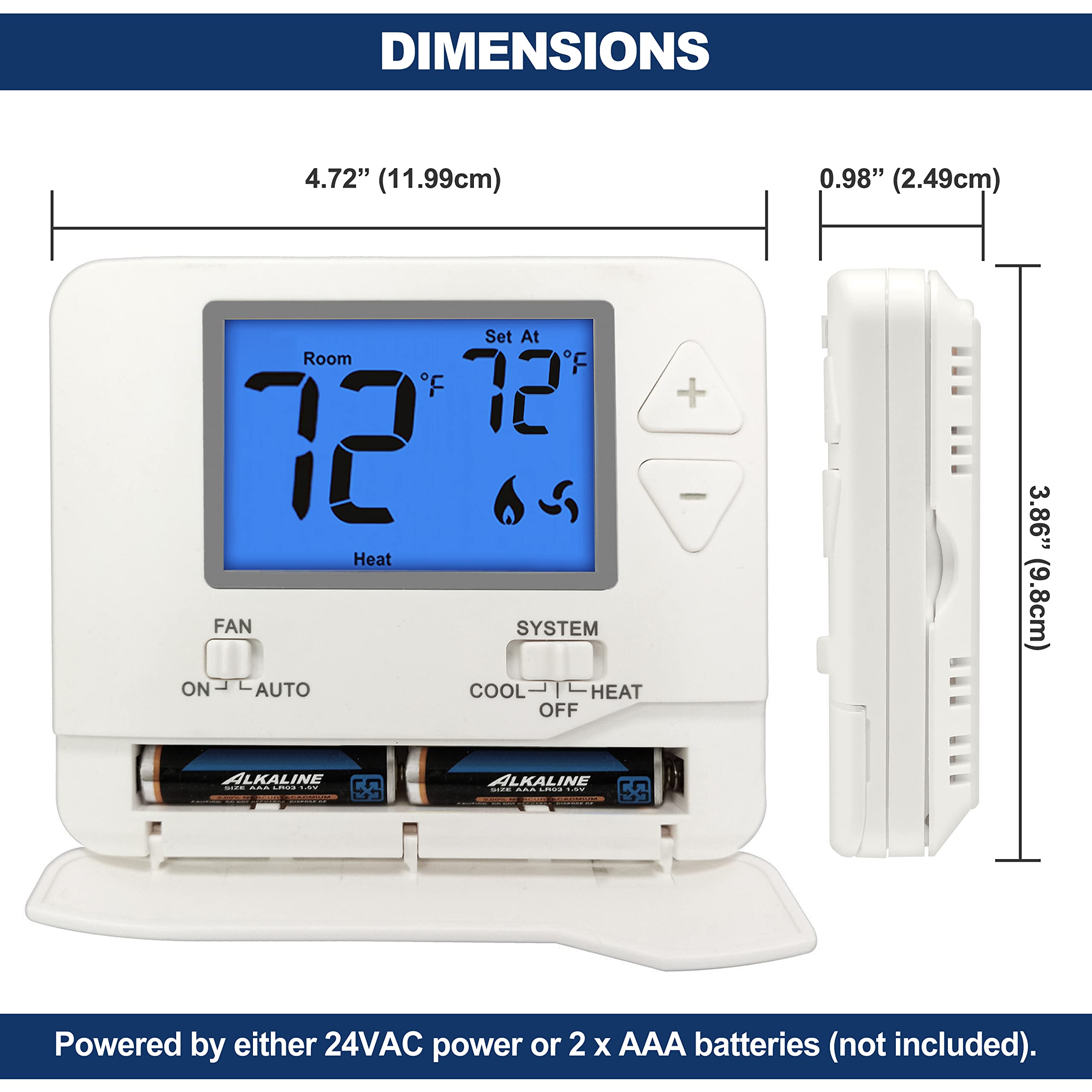 ELECTECK Non-Programmable Digital Thermostat for Home, up to 1 Heat/1 Cool with Large LCD Display, Compatible with Single Stage Electrical and Gas/Oil System, White