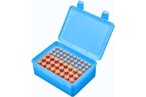 ALCYON Battery Organizer Storage Box, Garage Case Holder for 24* AA, 30* AAA Batteries (Bag Not Include Batteries Pack) (blue)