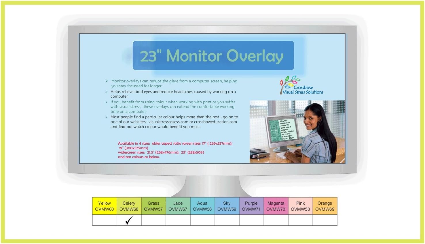 Crossbow Education 23-Inch Widescreen Monitor Overlay - Celery