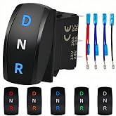 D N R Rocker Switch 7Pin 12V-24V ON-Off-ON 3 Position DPDT Latching Switch, Marine Boat Heavy Duty Toggle Switch, Forward Reverse Rocker Switch with Wires for Golf Cart Kids Toy Car (Blue)