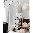 Otlsh Arched Floor Mirror, 71"30" Full Length Mirror with Stand, Freestanding, Aluminum Frame - Black