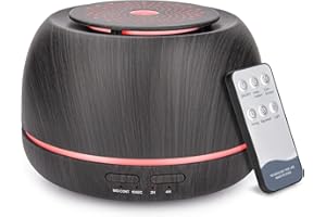 SEEDSEEL 300ML Aroma Essential Oil Diffuser,8 Hours Wood Grain Cool Mist Aromatherapy Diffuser with Remote Control,USB-C Power Cable,Timer, 7 Color Light Changing Air Humidifier for Home,Bedroom