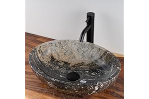 MIDUSO Natural River Stone Vessel Sink – Handcrafted Unique Oval Basin – One-of-a-Kind Stone, Delivered as Pictured – Choose Your Preferred Design Under 'Color' Options