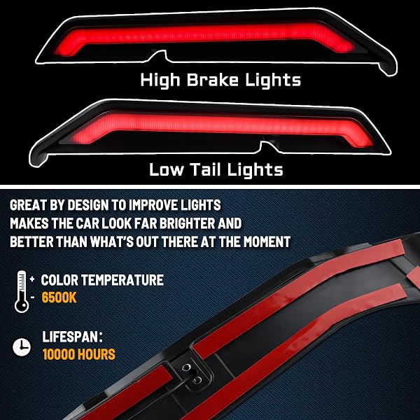 GEEGEETOP HIGH MOUNT LIGHT KIT FUNCTION AS SEQUENTIAL FLASH TURN SIGNALS BRAKE&TAIL&REVERSE LIGHTS LAMP 4 IN 1 COMPATIBLE WITH JEEP WRANGLER 2008-17 JK JKU PLUG AND PLAY (2008-2017)