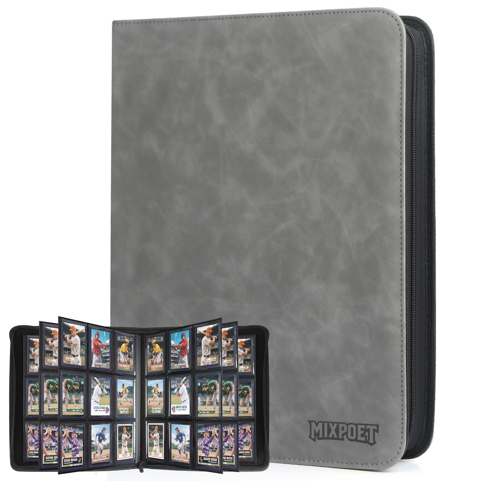 MIXPOET Trading Card Top Loader Binder, Trading Cards Folder Album with Sleeves, 9 Slot 252 Pockets, Collectible Games Storage Holder, MTG TCG Baseball Football Sports Cards, FOR TOP LOADERS ONLY