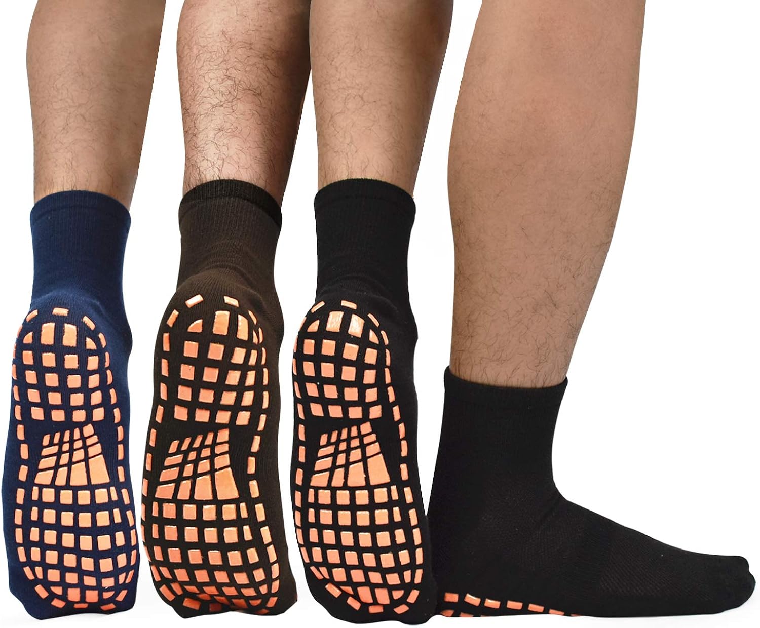 Men Non Slip Sticky Grips Socks - ELUTONG 3 Pairs Tile Wood Floors Anti-Skid Workout Yoga Pilates Hospital Slipper Socks: Clothing