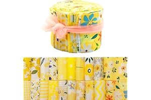 40 Pcs Jelly Roll Fabric Strips for Quilting, Crafting, Sewing, Yellow Theme Jelly Fabric Assorted Bundle, Precut Patchwork C