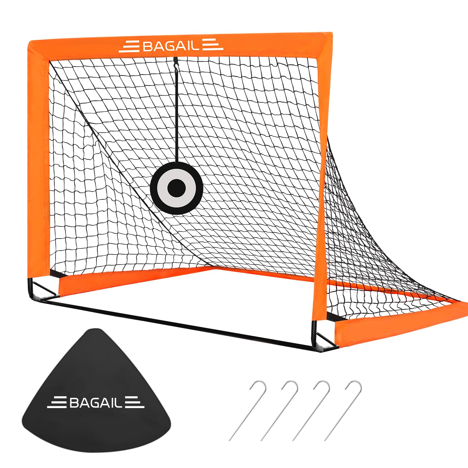 Bagail Football Goal, Pop up Football Net with Target Goal, Ground Pegs and Portable Carry Bag, Easy to Assemble, Ideal for Garden Training and Recreational Matches