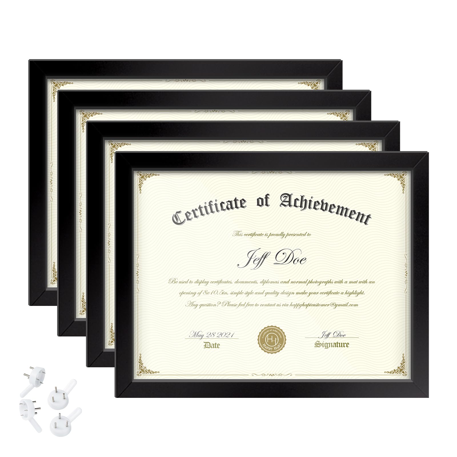 Photo 1 of HappyHapi Certificate Frame 8.5x11, Degree Frame for Diplomas, Degree certificates, Photos, Diploma Frames for Tabletop and Wall Display, Black, 4 Pack