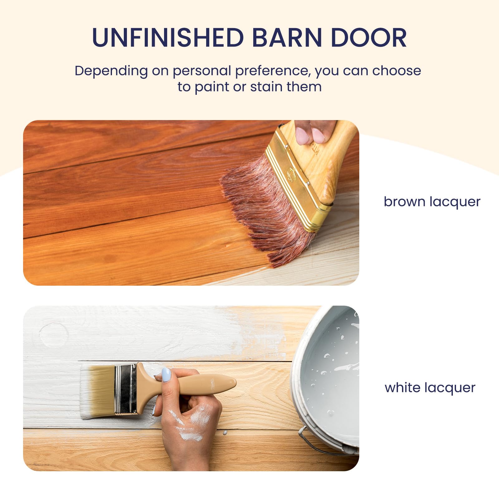 SMARTSTANDARD 36in x 84in Sliding Barn Door with 6.6ft Barn Door Hardware Kit & Handle, Pre-Drilled Ready to Assemble, DIY Unfinished Solid Spruce Wood Panelled Slab, K-Frame, Natural