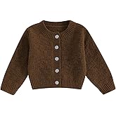 Arvbitana Toddler Baby Girl Textured Cardigan Sweater Oversized Solid Color Long Sleeve Button Knitted Sweaters Warm Clothes