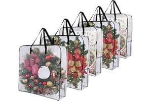 VENO 5 Pack Wreath Storage Bag, Summer, Christmas Decoration Garland Container, 30 Inch Clear Door Wreath Organizers, Moving Boxes, Packing Supplies for College (Square - 5 Pack)