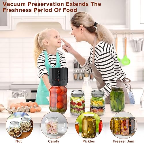 Everjar - Mason Jar Vacuum, Ever Jar Vacuum Sealer, Mason Jar Vacuum Sealer, Vp06 Plus Mason Jar Vacuum Sealer Automatic Cordless Can Sealer 1pc Black