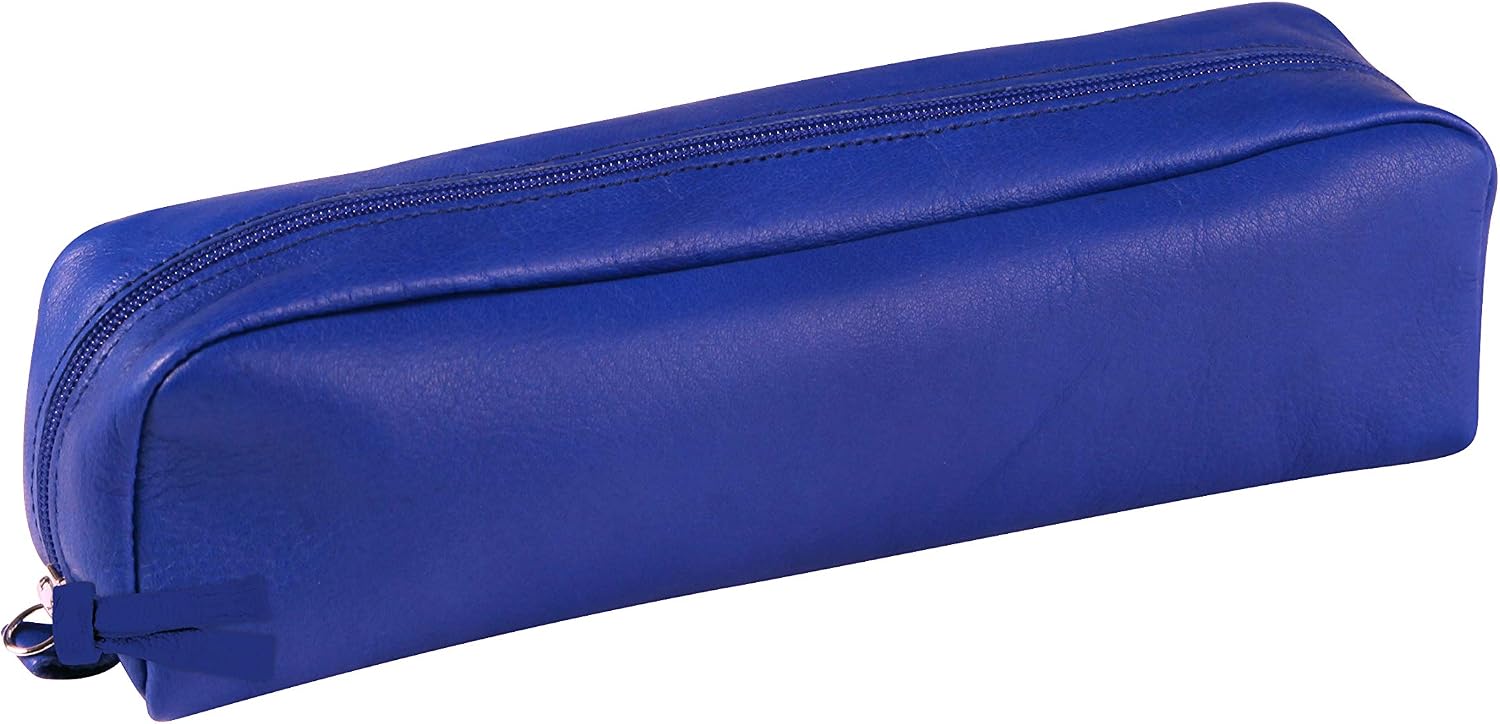 Clairefontaine 8318C, One Genuine Lambskin Blue Rectangular School Pencil Case, Size: 21x4x6 cm, School supplies